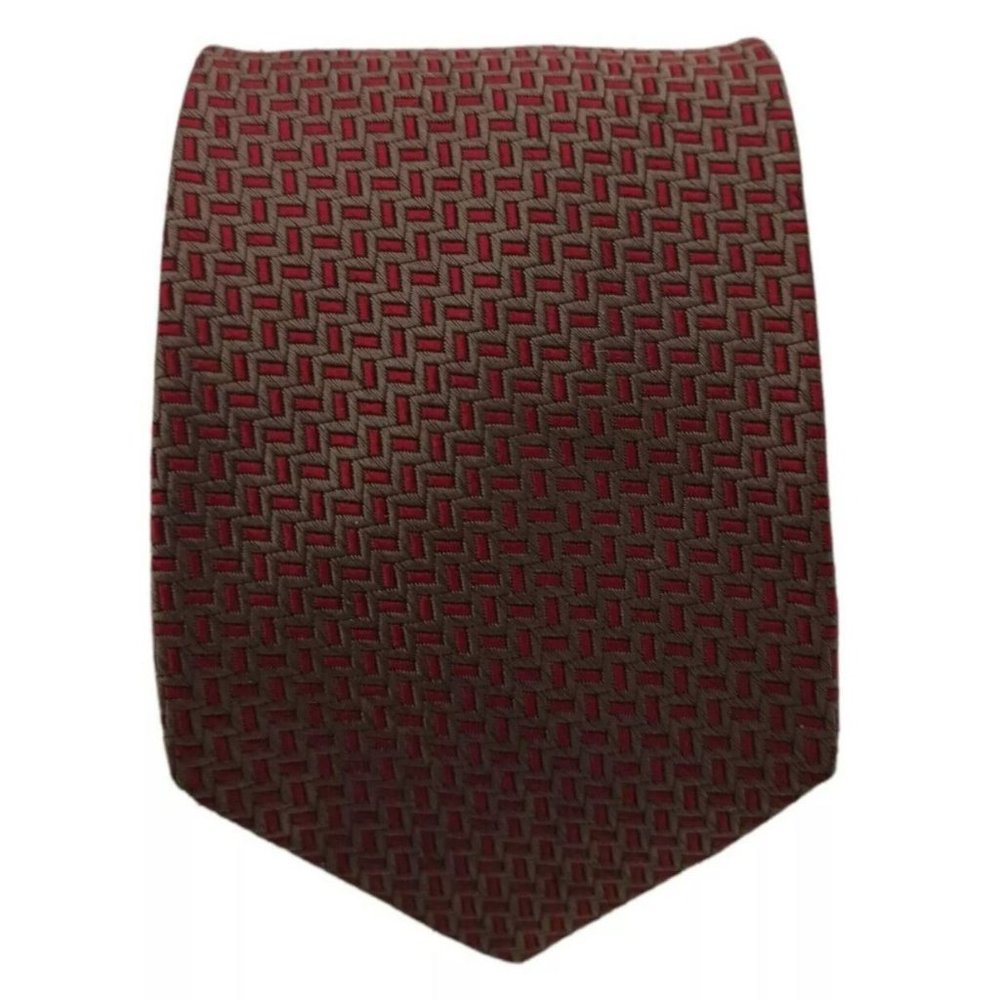 CORNELIANI Red Geometric Silk Tie ITALY 61"/ 3.7" GC